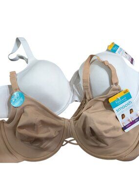 Radiant Vanity Fair Lined Bras 42C Underwire Beige & White
